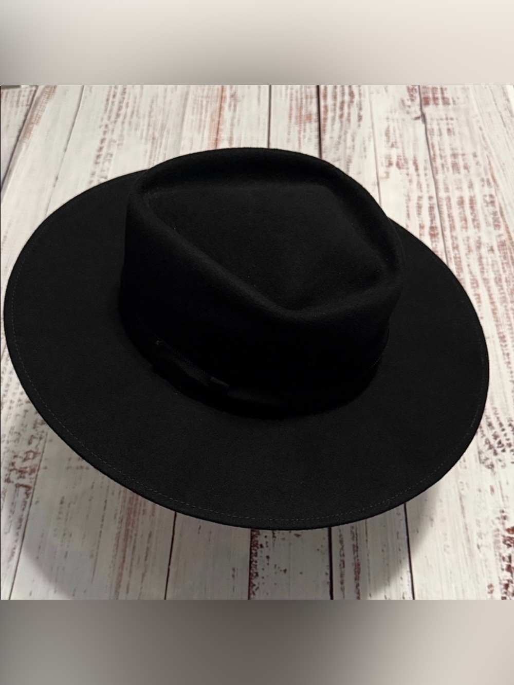 Wander Black Wool Wide-Brim Fedora Hat Small‎ NWT